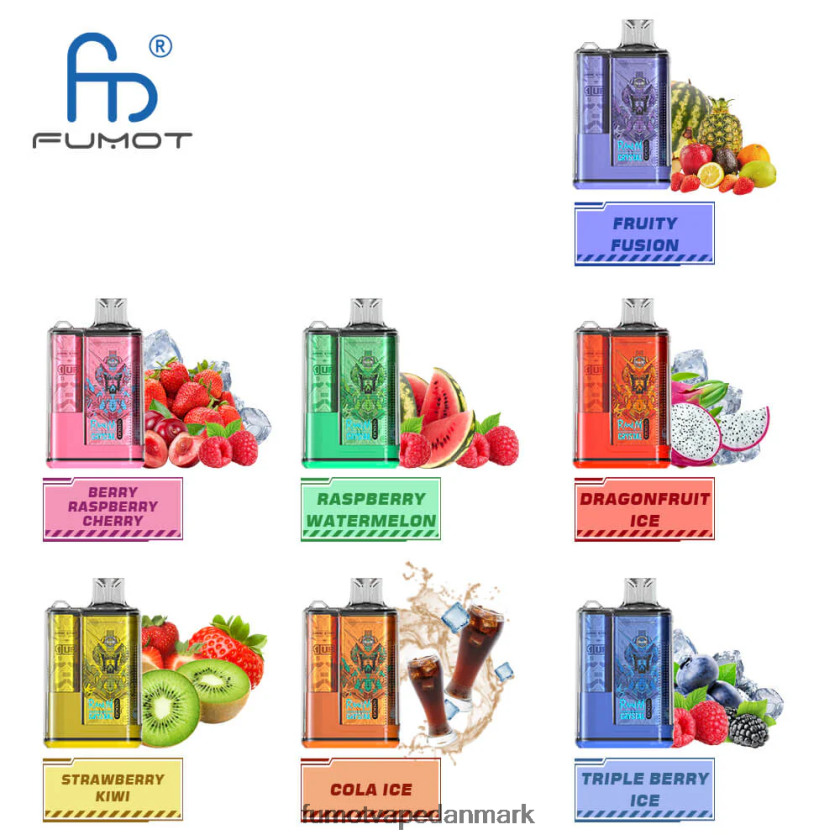 Fumot Danmark - Fumot Crystal 1 stk - 12000 engangs vape boks 20ml 4686X6271 blandede bær