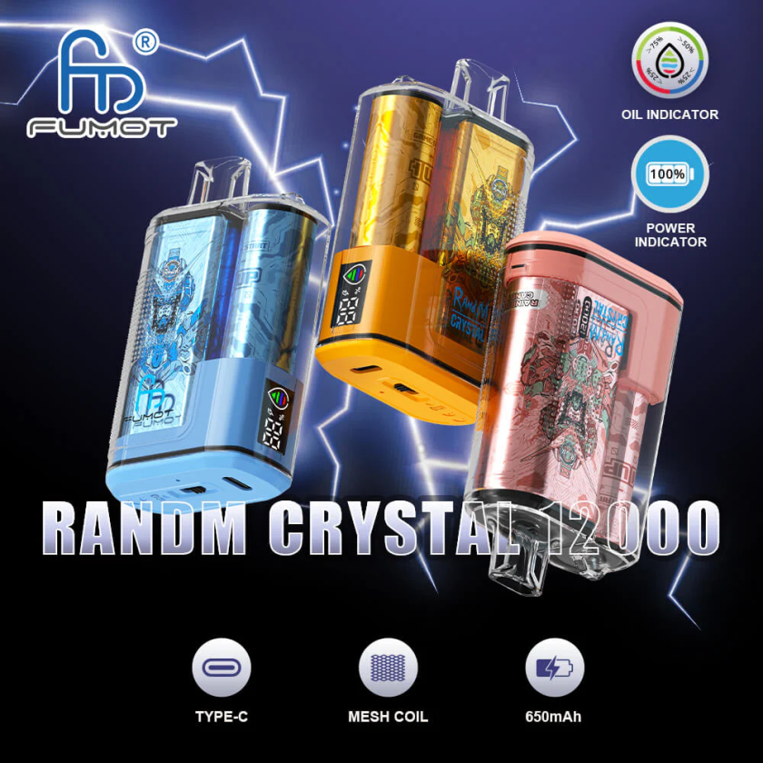 Fumot Vape Price - Fumot Crystal 1 stk - 12000 engangs vape boks 20ml 4686X6274 fersken mango