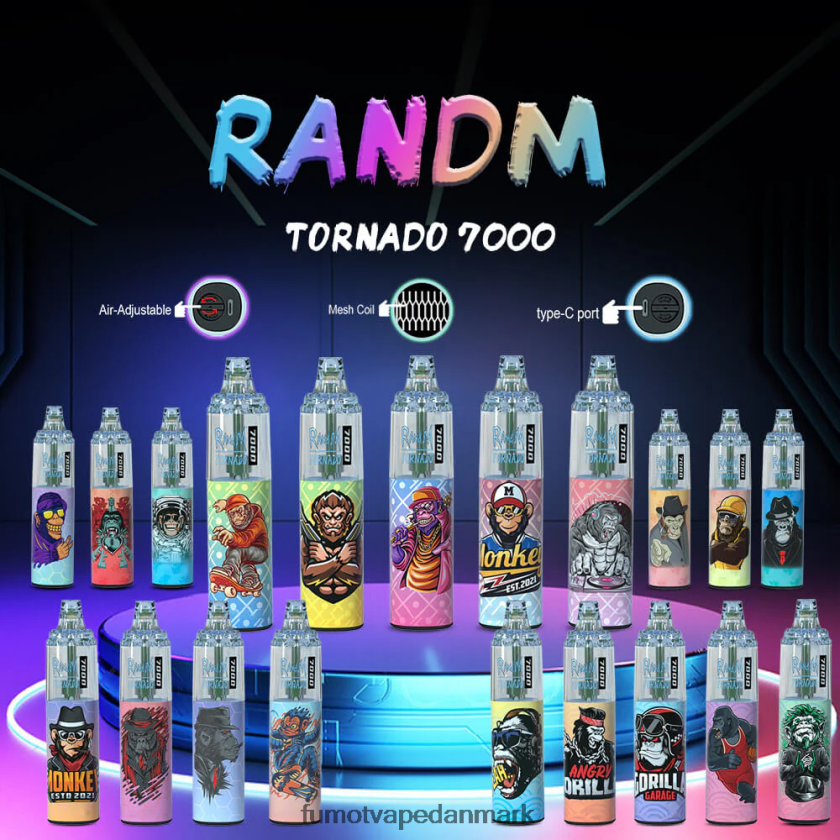 Fumot Danmark - Fumot Tornado 14ml (1 stk) 7000 engangs vape pen 4686X6101 jordbæris