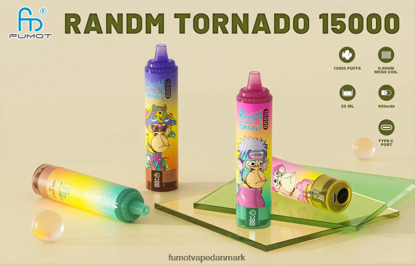 Fumot Danmark - Fumot Tornado 15000 engangsvape 25ml (1 stk) 4686X6171 Vingummibamse