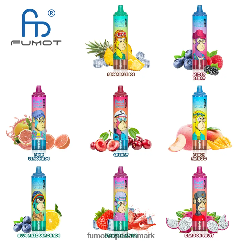 Fumot Vape Flavors - Fumot Tornado 25ml 15000 engangsvape (1 stk) 4686X6197 jordbæris